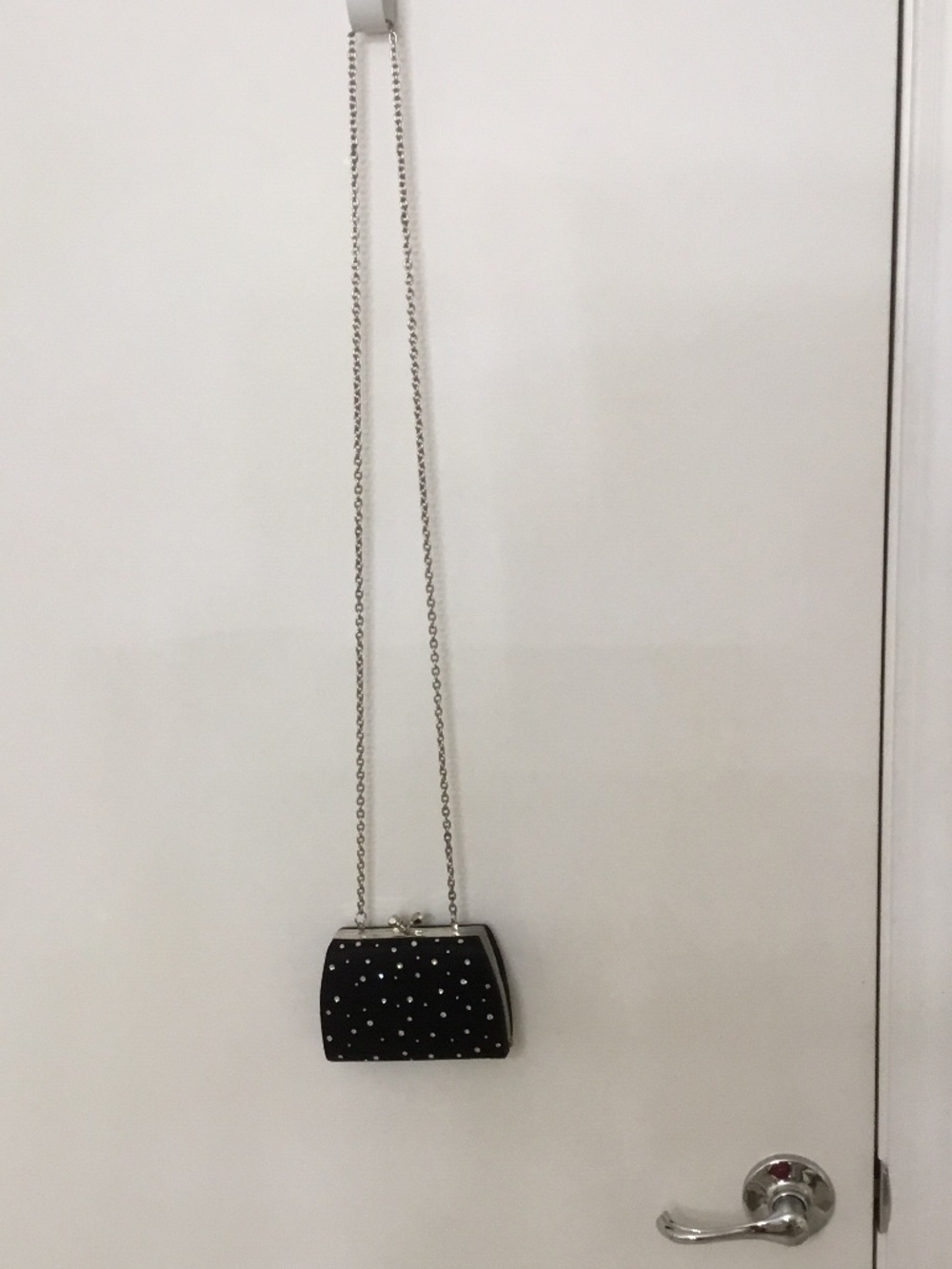 Franchi Black Satin & Rhinestone Evening Purse